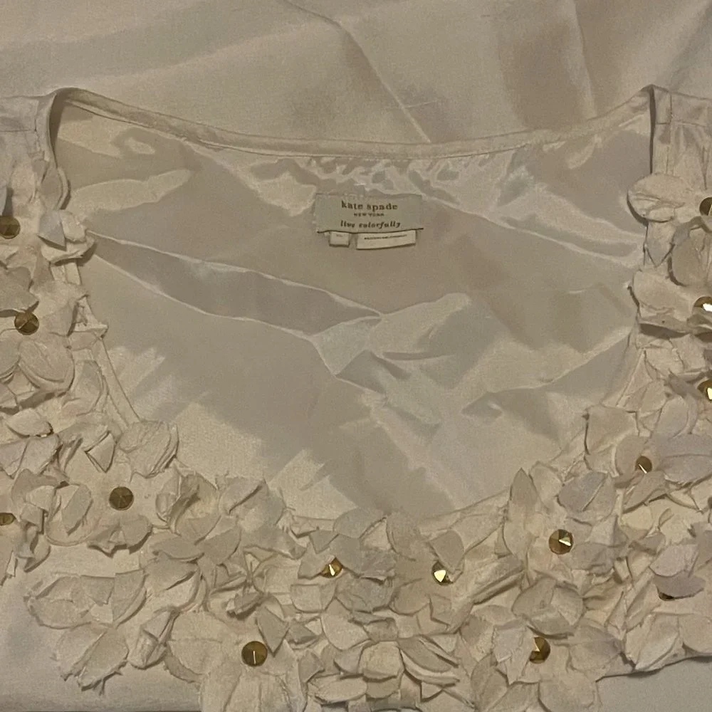 Kate Spade Tank Top with Floral Neckline Size Small - Picture 3 of 4